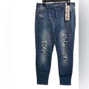 Vanilla Star Women's Skinny Mid rise Jeans - Distressed Blue